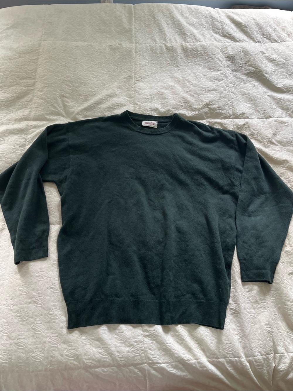 United Colors Of Benetton Green Crewneck Sweater lambs wool sweater size large